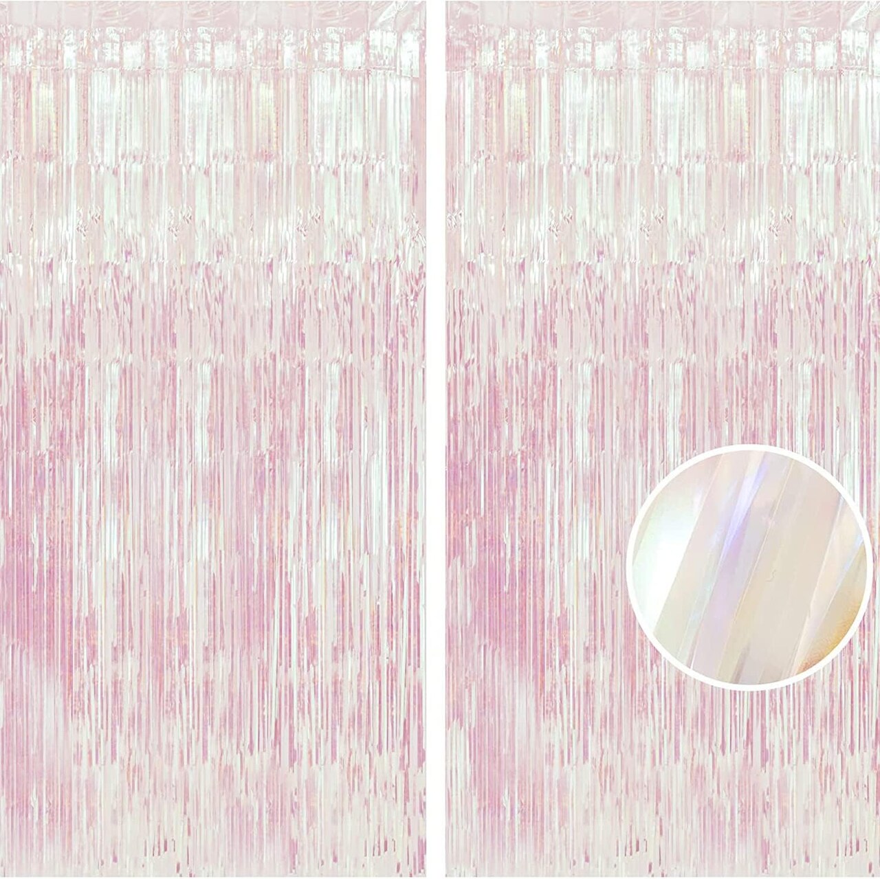 Party Decorations Iridescent Foil Fringe Backdrops - 2 Pack 3.2 x 6.5 ft Holographic Tinsel Photo Booths Pros Streamer Curtains for Easter Girl Birthdays Engagement Unicorn Parties